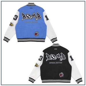 TREASURE BOMB Stadium Varsity Jacket - Black/Blue