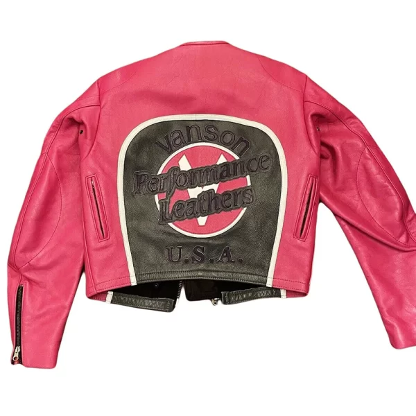 Vanson Performance Motorcycle Pink & Black Leather Jacket