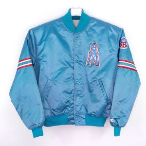 Vintage 90s Houston Oilers Satin Starter Bomber Varsity Jacket