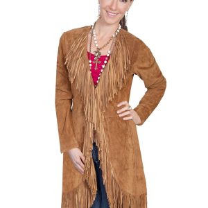 Women’s Western Jacket Sheep Suede Maxi Coat Leather jacket