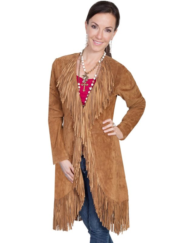 Women’s Western Jacket Sheep Suede Maxi Coat Leather jacket