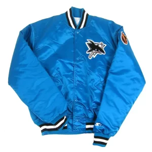 90’s San Jose Sharks Blue Bomber Jacket