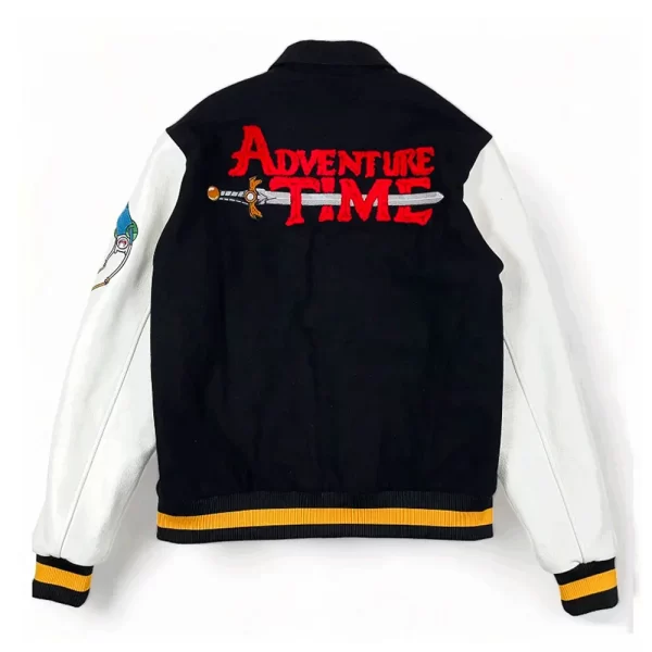 Adventure Time Black and White Wool Leather Varsity Jacket