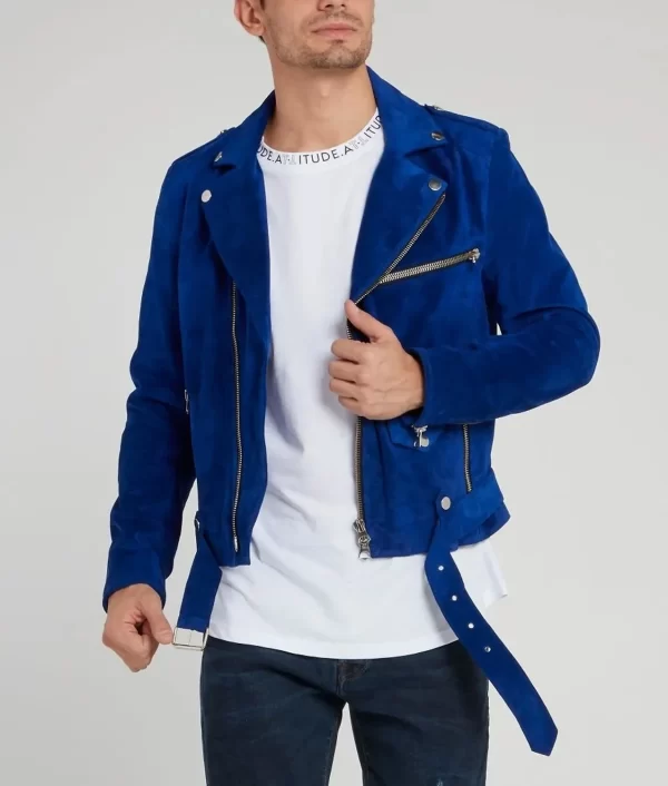 Attitude Biker Blue Suede Jacket