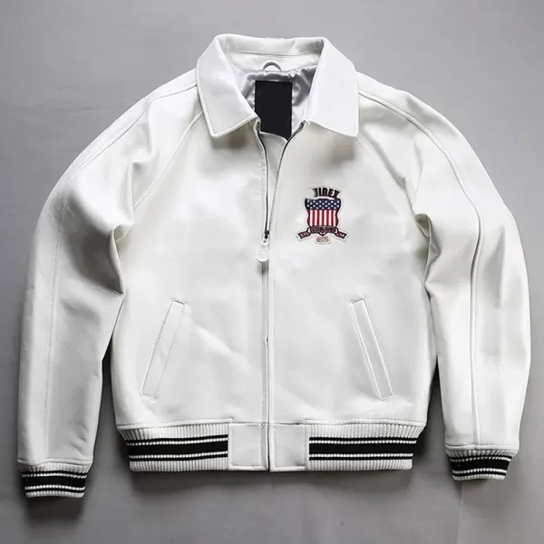 Avirex Lil Durk White Leather Jacket