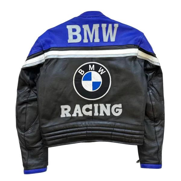 BMW Racing Black and Blue Nascar Leather Jacket