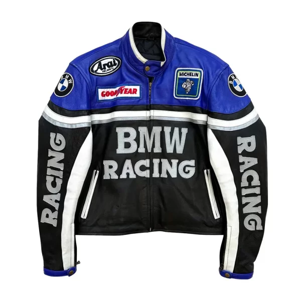 BMW Racing Blue & Black Leather Jacket