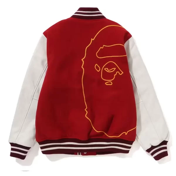 Bape Giant Ape Head Burgundy & White Varsity Jacket