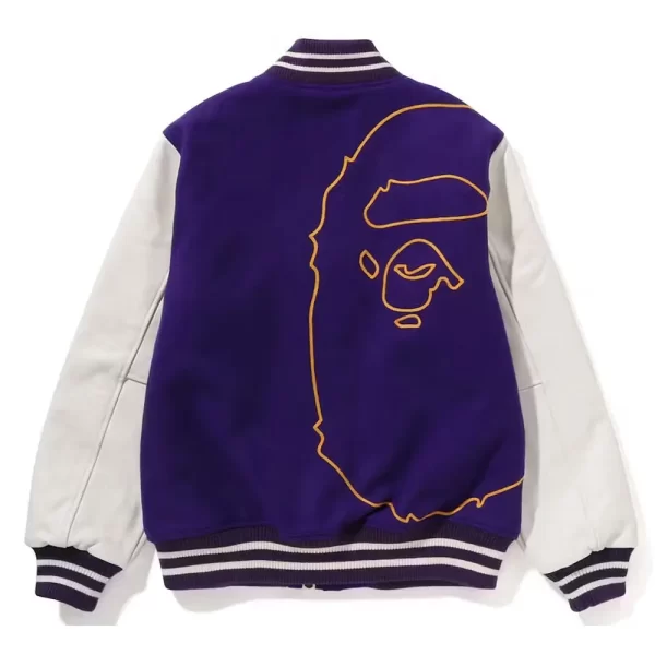 Bape Giant Ape Head Purple & White Varsity Jacket