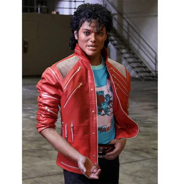 Beat It Michael Jackson Red Leather Zipper Jacket