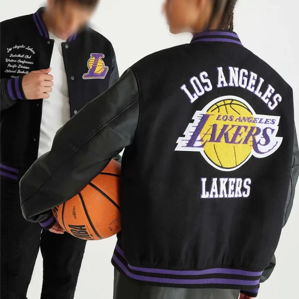 Black Basketball Los Angeles Lakers Varsity Wool Jacket