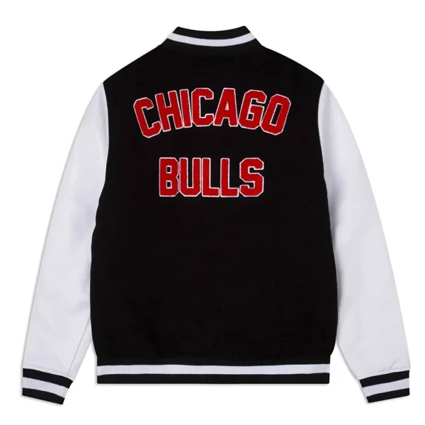 Black and White Chicago Bulls Varsity Full-Snap Wool Jacket