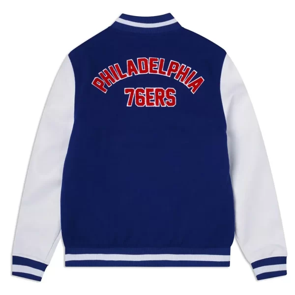 Blue and White Conference Philadelphia 76ers Wool Varsity Jacket