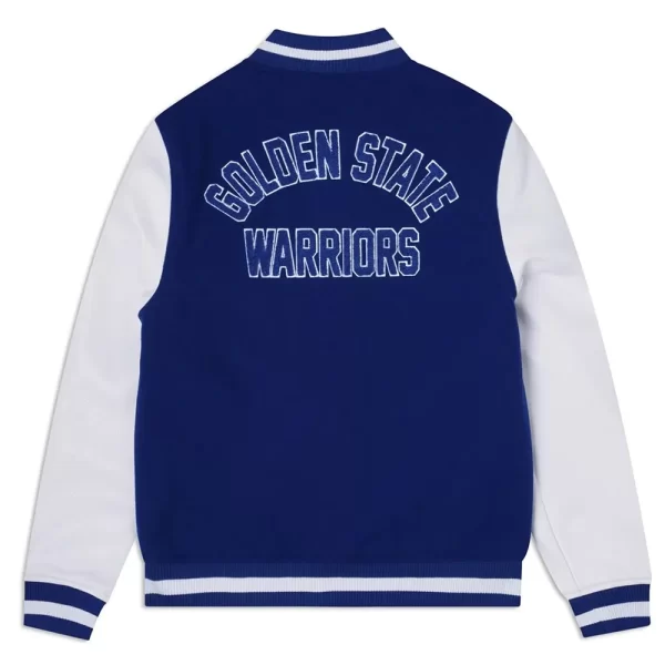 Blue and White Golden State Warriors Varsity Wool Jacket