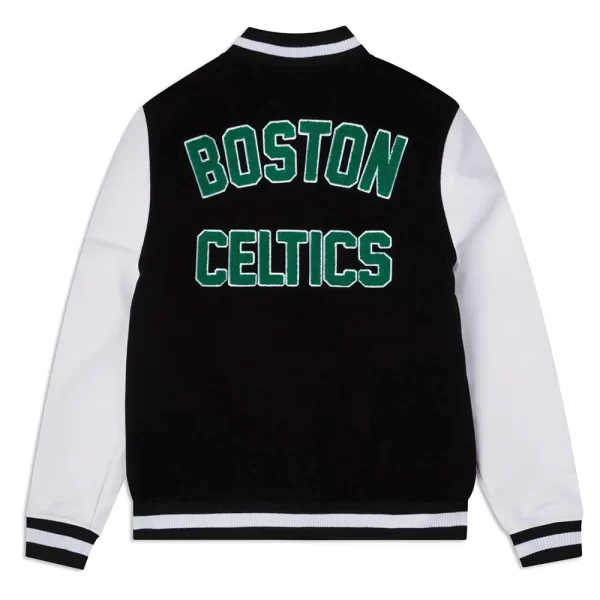 Boston Celtics Black & White Wool Leather Varsity Jacket