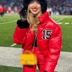 Brittany Mahomes 15 Chiefs Red Puffer Jacket