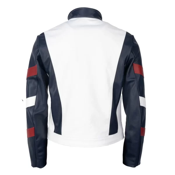 Bruce Lee Striped Navy and White Leather Jacket