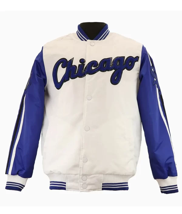 Chicago Sox Striped White Satin Jacket