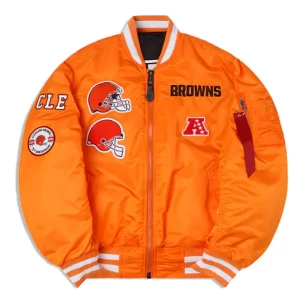 Cleveland Browns MA-1 Orange Satin Jacket