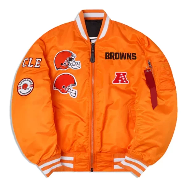 Cleveland Browns MA-1 Orange Satin Jacket