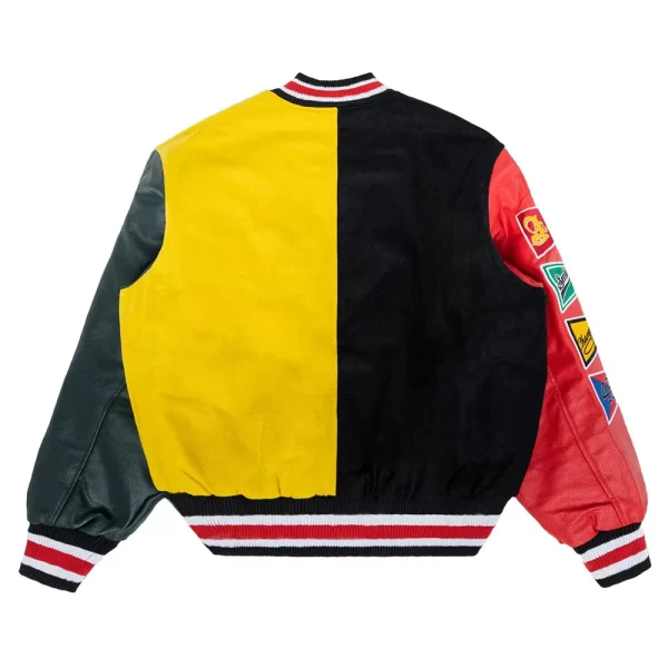 Color Block All Star Full-Snap Wool Leather Varsity Jacket