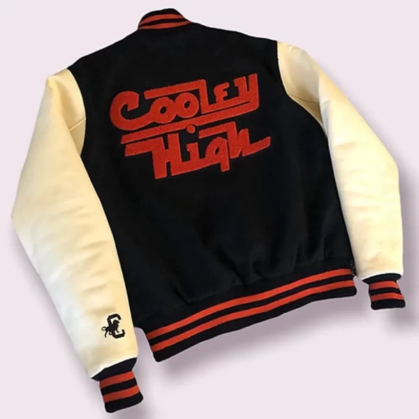 Cooley High Black and Off White 1975 Wool Leather Varsity Jacket