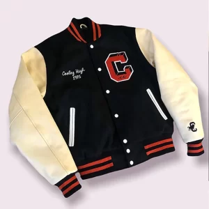 Cooley High Black and Off White Wool Varsity Jacket