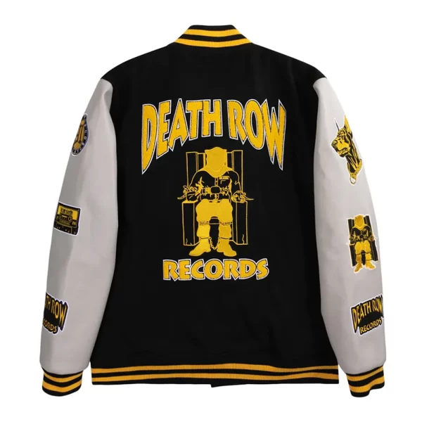 Death Row Collegiate Black Wool Leather Varsity Jacket