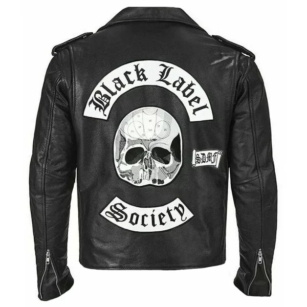 Doom Crew Black Label Society Black Leather Biker Jacket