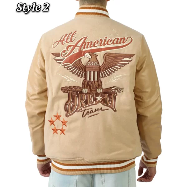 Dream Team Superstar All American Full-Snap Wool Leather Varsity Jacket