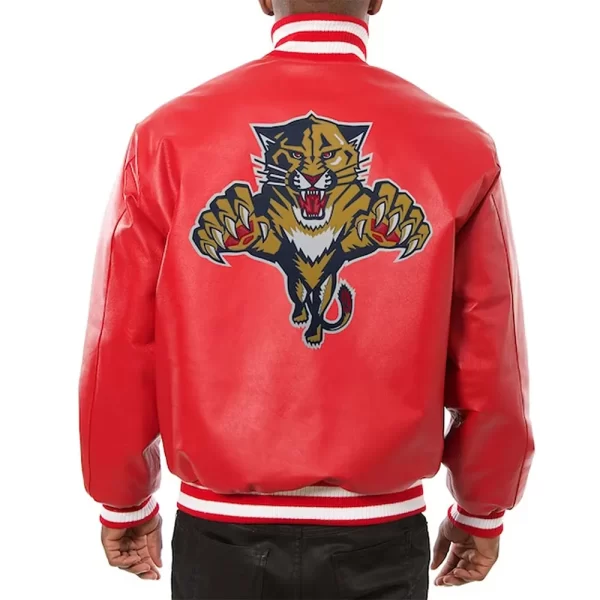 Florida Panthers Full-Snap Varsity Red Leather Jacket