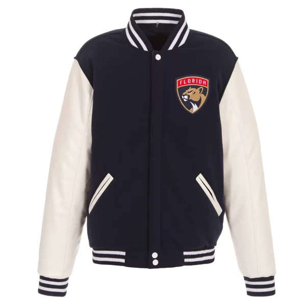 Florida Panthers Varsity Navy Blue and White Jacket