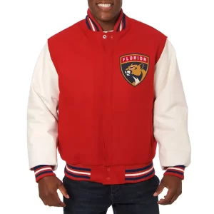 Florida Panthers Wool Varsity Red and White Jacket