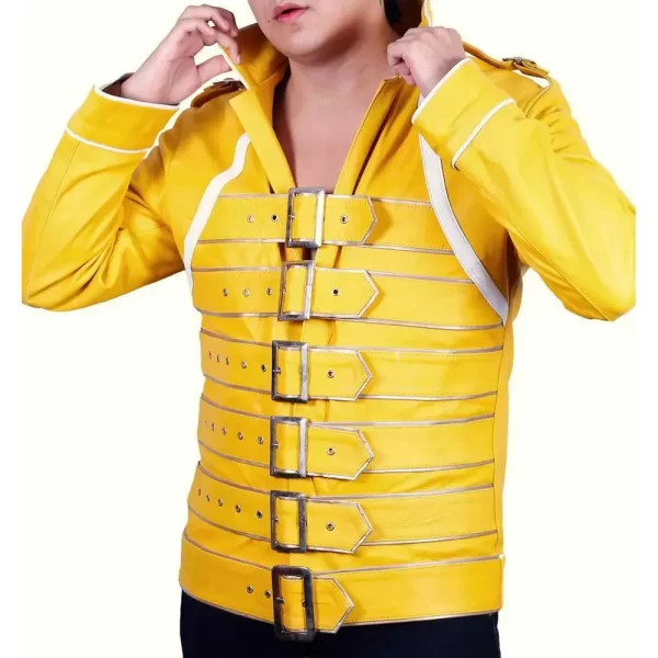 Freddie Mercury Yellow Faux Leather Jacket