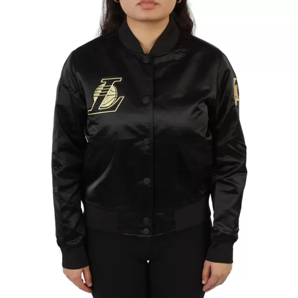 Glam Los Angeles Lakers Satin Black Jacket