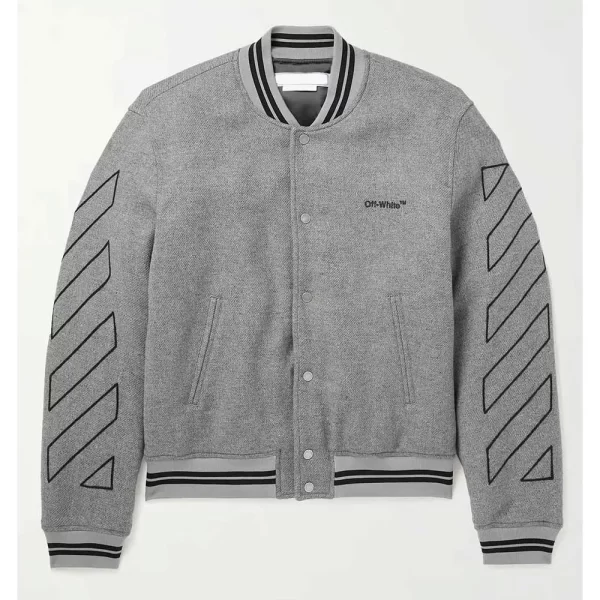 Grey Off White Varsity Wool Jacket