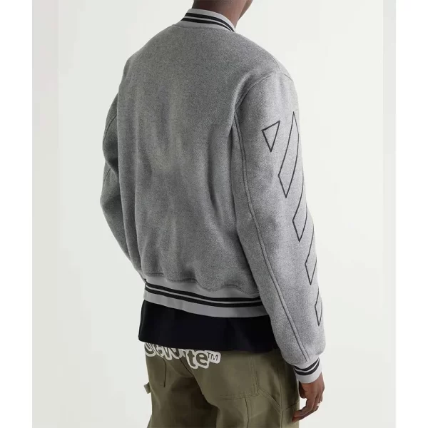 Grey Off White Wool Varsity Jacket