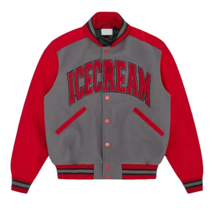 ICECREAM College Varsity Gray and Red Jacket