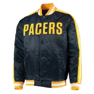 Indiana Pacers The Offensive Navy Blue Varsity Satin Jacket