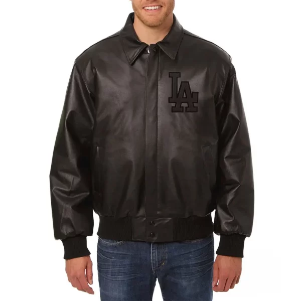 LA Dodgers Full Black Leather Jacket