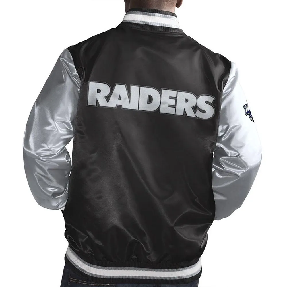 Las Vegas Raiders Black and Silver Varsity Satin Jacket