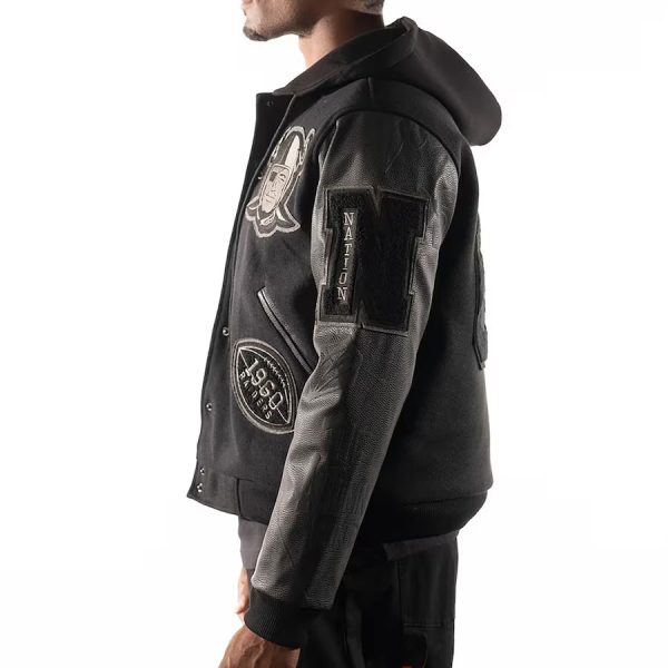 Men's-Las-Vegas-Raiders-x-The-Wild-Collective-Black-Varsity-Full-Snap-Jacket