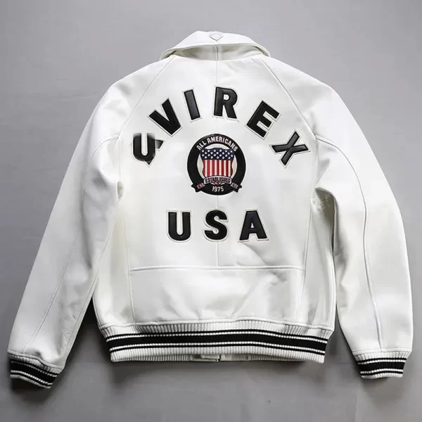 Lil Durk Avirex White Full-Zip Leather Jacket