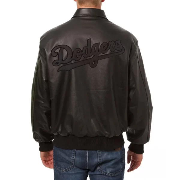 Los Angeles Dodgers Shirt Collar Black Leather Jacket