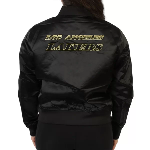 Los Angeles Lakers Glam Full-Snap Satin Black Jacket