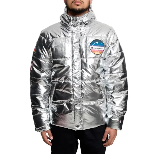 Metallic Champion Puffer Hooded Jacket