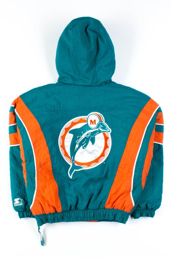 Miami Dolphins Pullover Starter Aqua Nylon Jacket