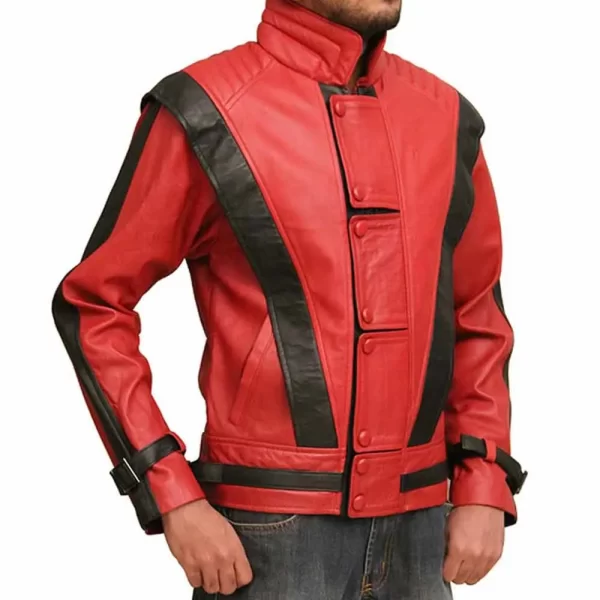 Michael Jackson Thriller Red and Black Leather Jacket