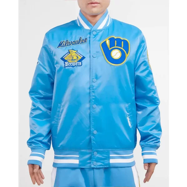 Milwaukee Brewers Retro Classic Rib Satin Jacket