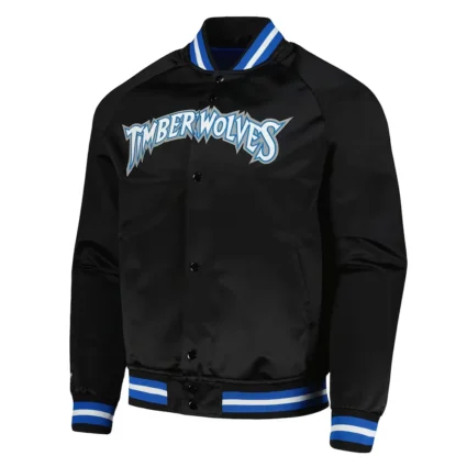 Minnesota Timberwolves Hardwood Classics Black Satin Jacket